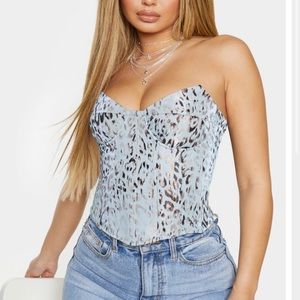 Metallic Leopard Print Corset Top